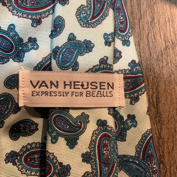 Teal Blue Paisley 100 % Italian Silk Neck Tie Made in USA Wedding Guest Holidays - Picture 4 of 10